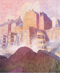 Die Schlacht von Stirling Castle, aus The Scottish Chiefs, veröffentlicht von Charles Scribner